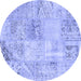 Round Patchwork Blue Transitional Rug, con397blu