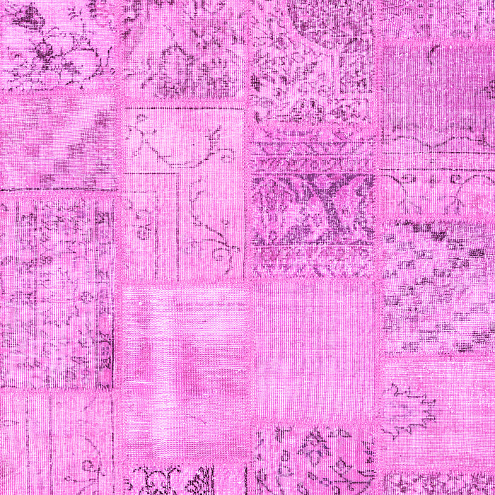 Machine Washable Patchwork Pink Transitional Rug, wshcon397pnk