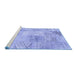 Sideview of Machine Washable Patchwork Blue Transitional Rug, wshcon397blu