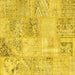 Square Machine Washable Patchwork Yellow Transitional Rug, wshcon397yw