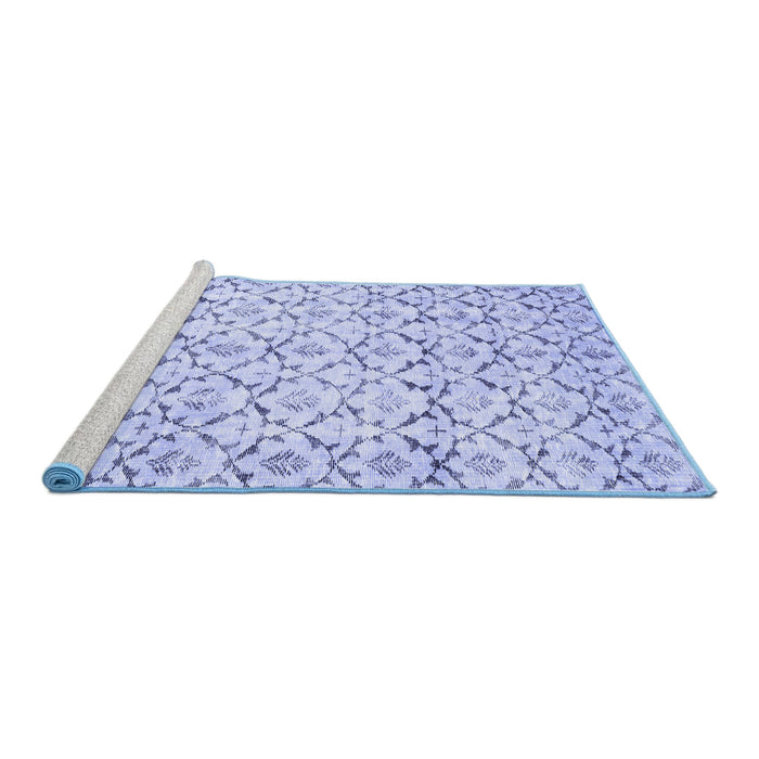 Sideview of Machine Washable Abstract Blue Contemporary Rug, wshcon398blu