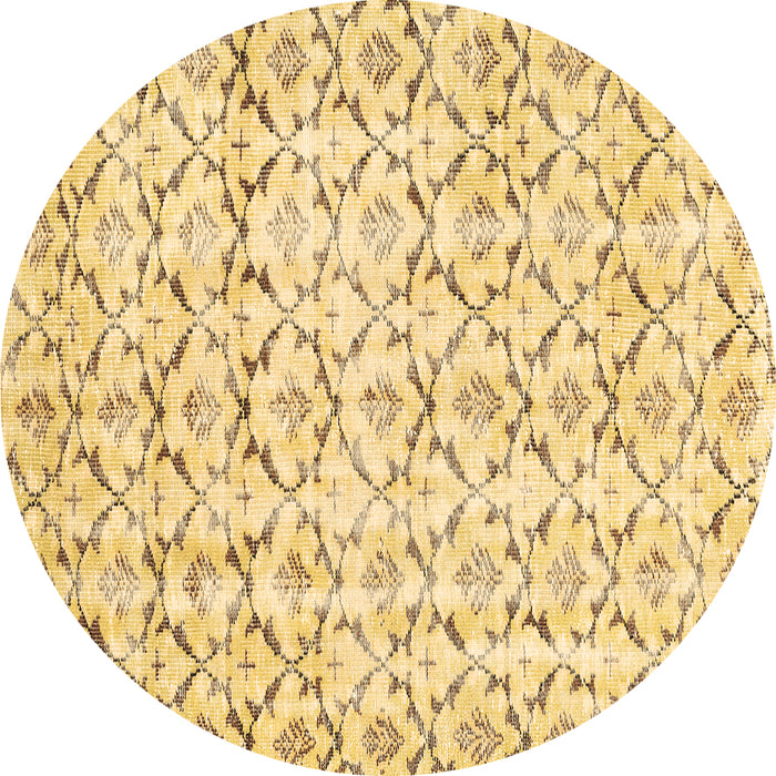 Round Machine Washable Abstract Brown Contemporary Rug, wshcon398brn
