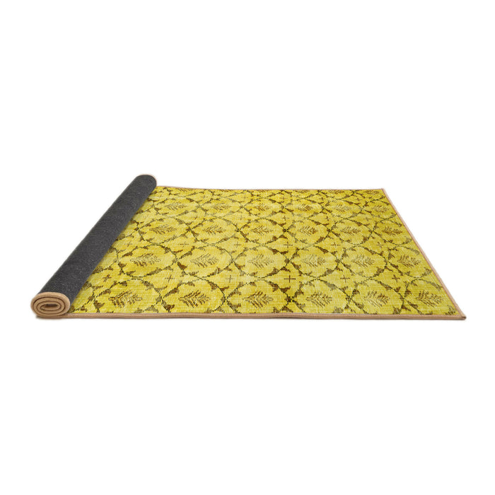 Sideview of Abstract Yellow Contemporary Rug, con398yw