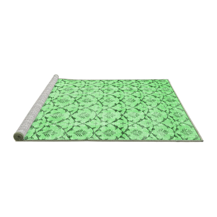 Sideview of Machine Washable Abstract Emerald Green Contemporary Area Rugs, wshcon398emgrn
