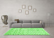 Machine Washable Abstract Green Contemporary Area Rugs in a Living Room,, wshcon398grn