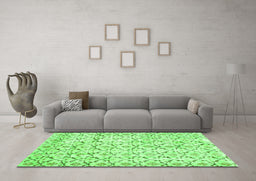 Machine Washable Abstract Green Contemporary Area Rugs in a Living Room,, wshcon398grn