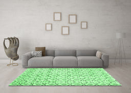 Machine Washable Abstract Emerald Green Contemporary Area Rugs in a Living Room,, wshcon398emgrn