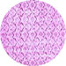 Round Machine Washable Abstract Purple Contemporary Area Rugs, wshcon398pur