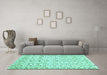 Machine Washable Abstract Turquoise Contemporary Area Rugs in a Living Room,, wshcon398turq