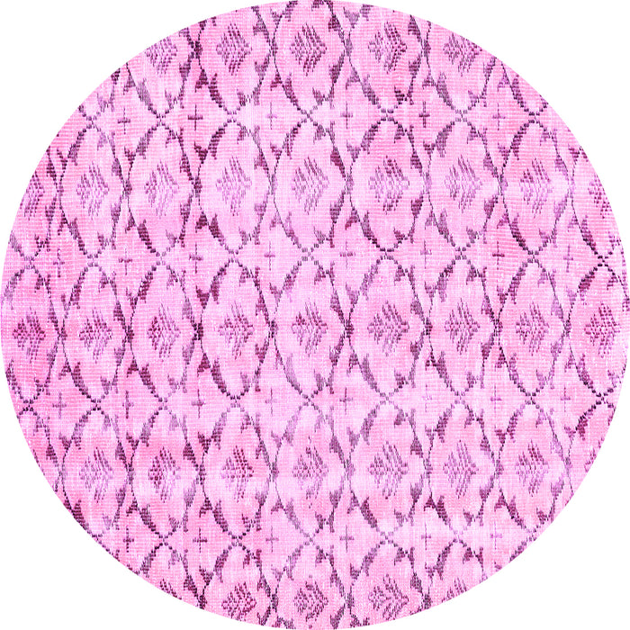 Round Abstract Pink Contemporary Rug, con398pnk