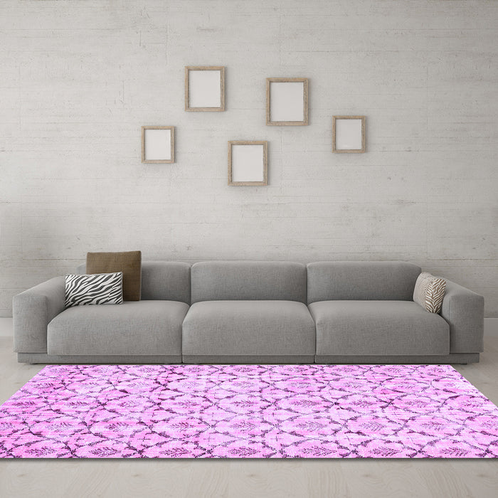Machine Washable Abstract Purple Contemporary Area Rugs in a Living Room, wshcon398pur
