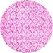 Round Machine Washable Abstract Pink Contemporary Rug, wshcon398pnk