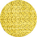 Round Abstract Yellow Contemporary Rug, con398yw