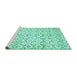 Sideview of Machine Washable Abstract Turquoise Contemporary Area Rugs, wshcon398turq