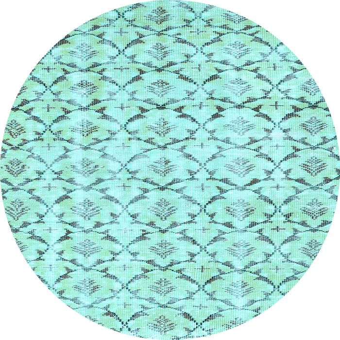 Round Machine Washable Abstract Light Blue Contemporary Rug, wshcon398lblu