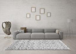 Machine Washable Abstract Gray Contemporary Rug in a Living Room,, wshcon398gry