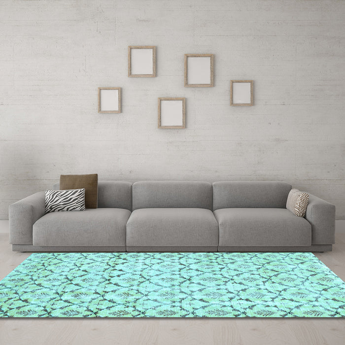 Machine Washable Abstract Light Blue Contemporary Rug in a Living Room, wshcon398lblu