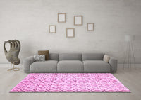 Machine Washable Abstract Pink Contemporary Rug, wshcon398pnk