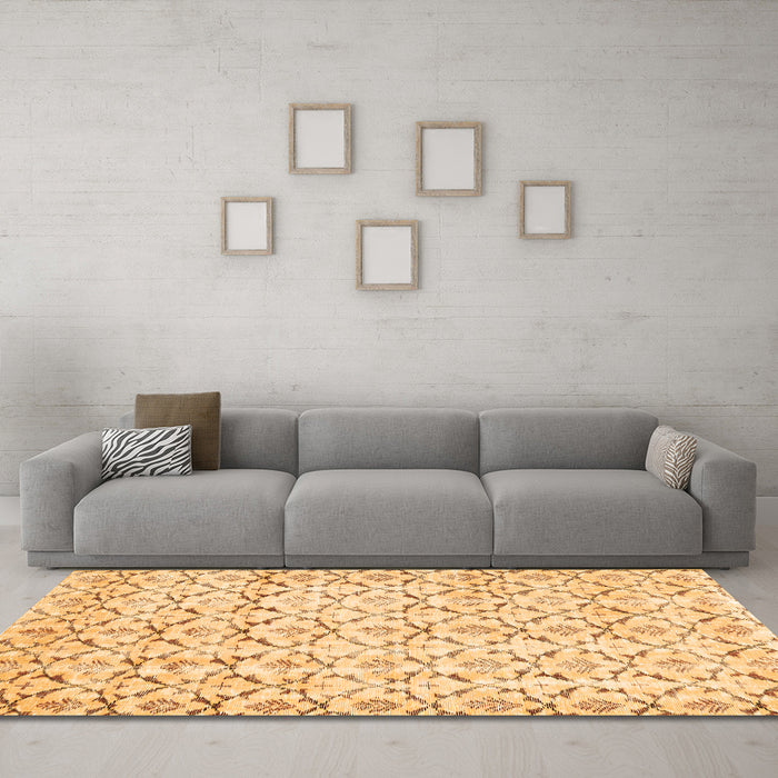 Machine Washable Abstract Orange Contemporary Area Rugs in a Living Room, wshcon398org