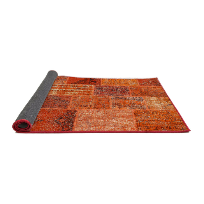 Thickness of Contemporary Red Patchwork Rug, con399