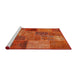 Serging Thickness of Machine Washable Contemporary Red Rug, wshcon399