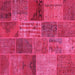 Square Patchwork Pink Transitional Rug, con399pnk