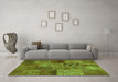 Machine Washable Patchwork Green Transitional Area Rugs in a Living Room,, wshcon399grn