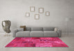 Machine Washable Patchwork Pink Transitional Rug in a Living Room, wshcon399pnk
