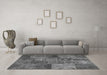 Machine Washable Patchwork Gray Transitional Rug in a Living Room,, wshcon399gry