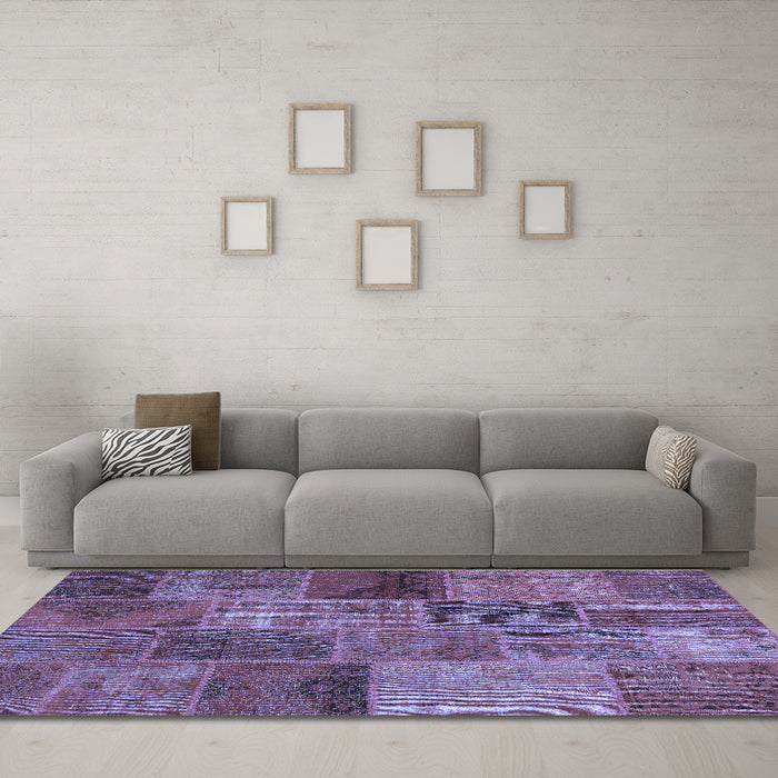 Machine Washable Patchwork Blue Transitional Rug in a Living Room, wshcon399blu