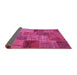 Sideview of Patchwork Purple Transitional Rug, con399pur