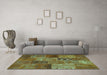 Machine Washable Patchwork Turquoise Transitional Area Rugs in a Living Room,, wshcon399turq