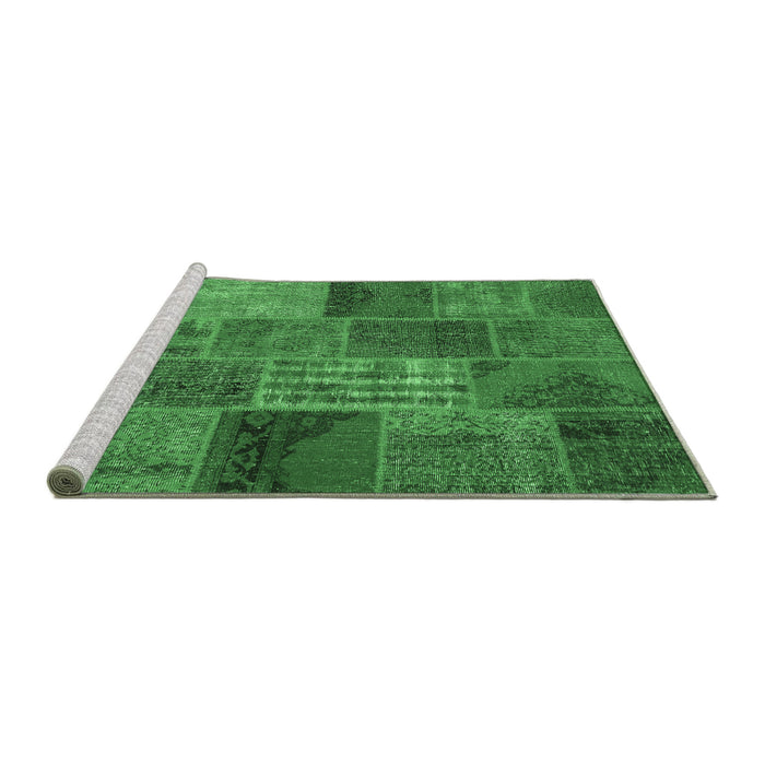 Sideview of Machine Washable Patchwork Emerald Green Transitional Area Rugs, wshcon399emgrn