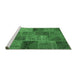 Sideview of Machine Washable Patchwork Emerald Green Transitional Area Rugs, wshcon399emgrn