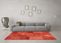 Machine Washable Patchwork Orange Transitional Rug, wshcon399org