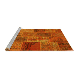 Sideview of Machine Washable Patchwork Yellow Transitional Rug, wshcon399yw