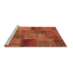 Sideview of Machine Washable Patchwork Brown Transitional Rug, wshcon399brn