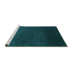 Sideview of Machine Washable Abstract Turquoise Contemporary Area Rugs, wshcon39turq