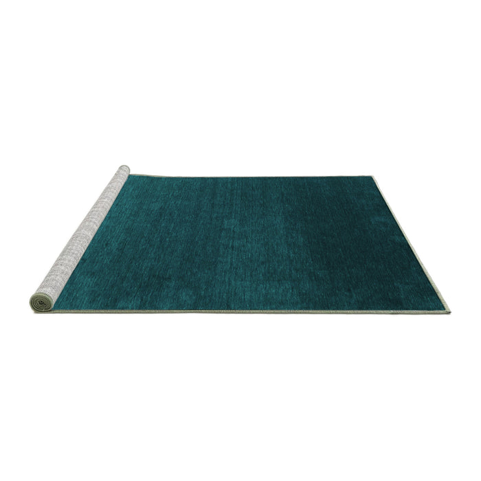 Sideview of Machine Washable Abstract Turquoise Contemporary Area Rugs, wshcon39turq