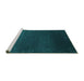 Sideview of Machine Washable Abstract Turquoise Contemporary Area Rugs, wshcon39turq