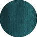 Round Abstract Turquoise Contemporary Rug, con39turq