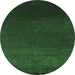 Round Abstract Emerald Green Contemporary Rug, con39emgrn