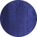 Round Machine Washable Abstract Blue Contemporary Rug, wshcon39blu