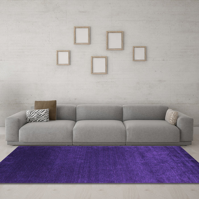 Machine Washable Abstract Purple Contemporary Area Rugs in a Living Room, wshcon39pur