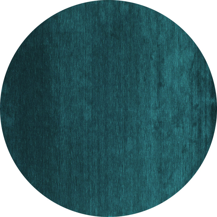 Round Machine Washable Abstract Turquoise Contemporary Area Rugs, wshcon39turq