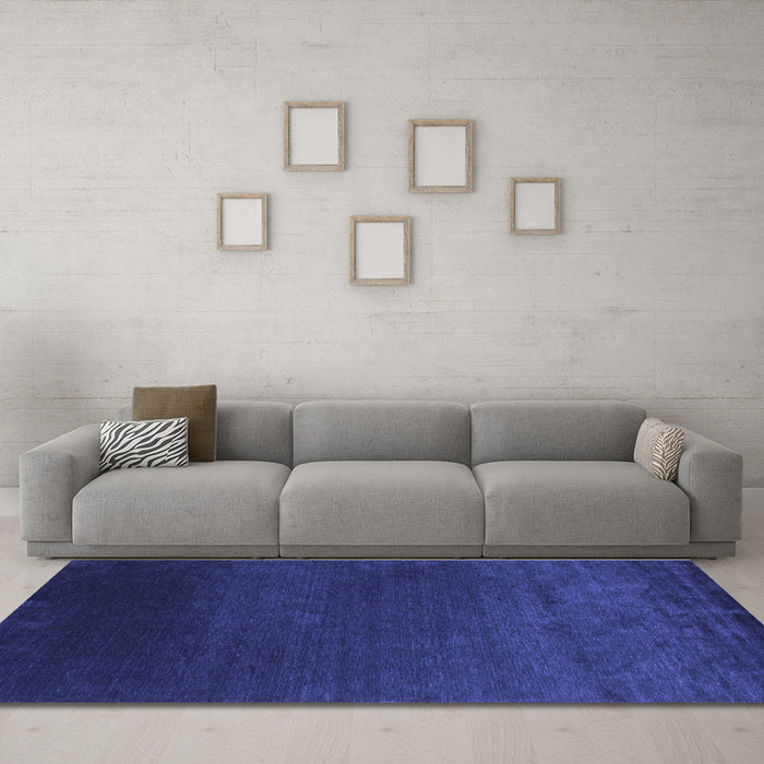 Machine Washable Abstract Blue Contemporary Rug in a Living Room, wshcon39blu