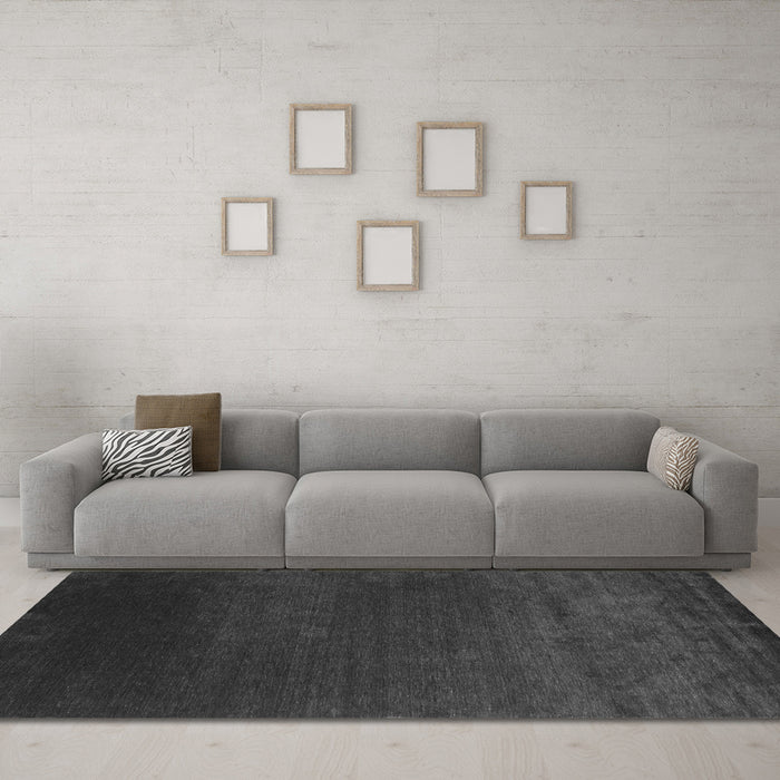 Machine Washable Abstract Gray Contemporary Rug in a Living Room,, wshcon39gry