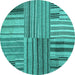 Round Abstract Turquoise Contemporary Rug, con400turq