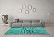 Machine Washable Abstract Turquoise Contemporary Area Rugs in a Living Room,, wshcon400turq