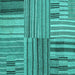 Square Machine Washable Abstract Turquoise Contemporary Area Rugs, wshcon400turq